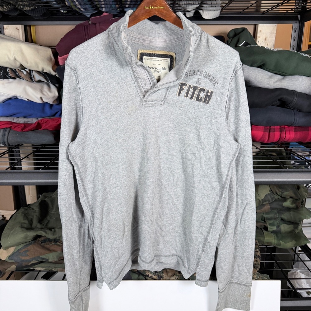 Abercrombie Fitch Mens Gray Long Sleeve Pullover Sweatshirt Size‎ M